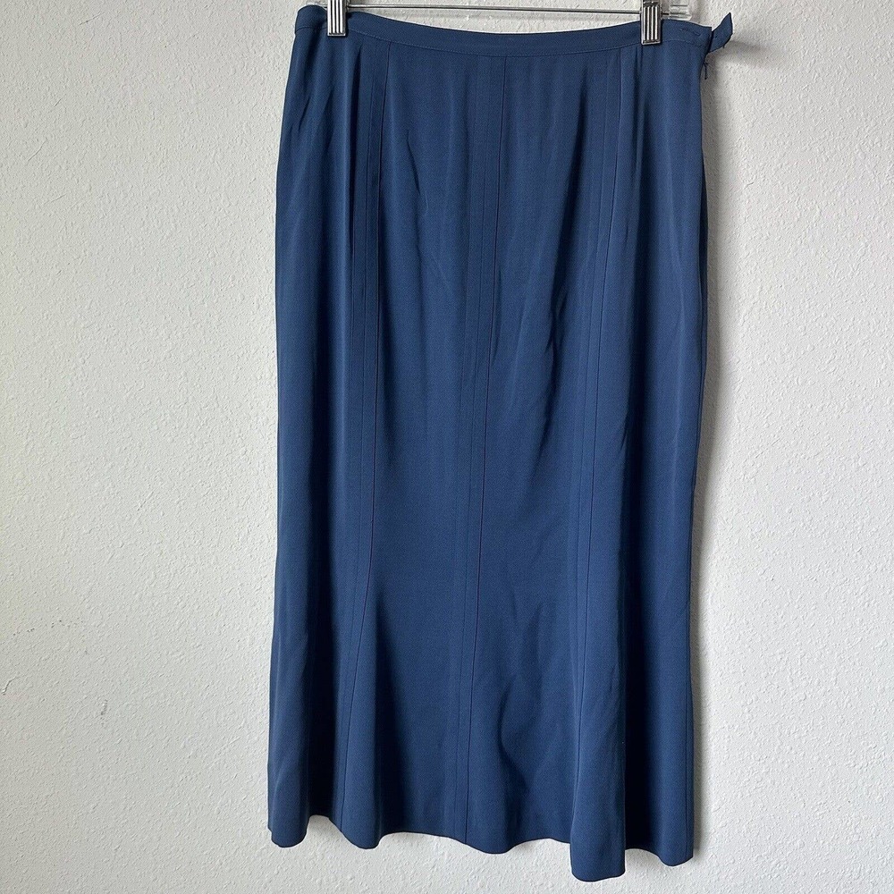 Collection Blue Silk Midi Skirt Sz 10